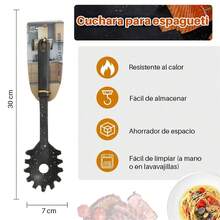 CASAMAX WL Plastic Rake, Pasta Spoon 34*6 Cm - Multicolor - Black - View 4