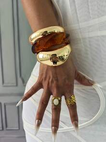 3件套/1件串珠手链，金色手链，宽手链，厚手链，手链套装，宽手链，女士手链，送她的礼物 - 彩色 - 查看 9