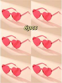 5pcs/Set Women's Heart Shaped Fashion Fashion Glasses, Casual, Elegant, Made Of PC (Polycarbonate), Suitable For Beach, Holiday And Daily Life, Multi-Color For Summer Beach Vacation,Outdoor,Travel