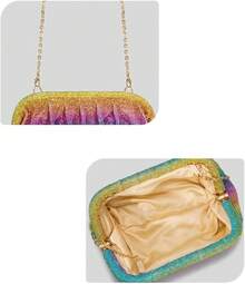 Bling Rhinestone Purse Bags Dumpling Clutch Purses For Women Formal Wedding Prom Evening Handbags-2025 - 彩虹1 - 查看 10