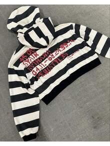 Fall Zip-Up Pullover Hooded Sweatshirt With Multi-Color Design In American Street Hip-Hop Style - Double-Layered Hat With Striped Print - Men's Hooded Sweatshirt