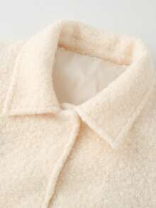 Women's 2025 Winter Fashion Casual Turndown Collar Long Sleeve Faux Fur Wool Blend Coat Jacket