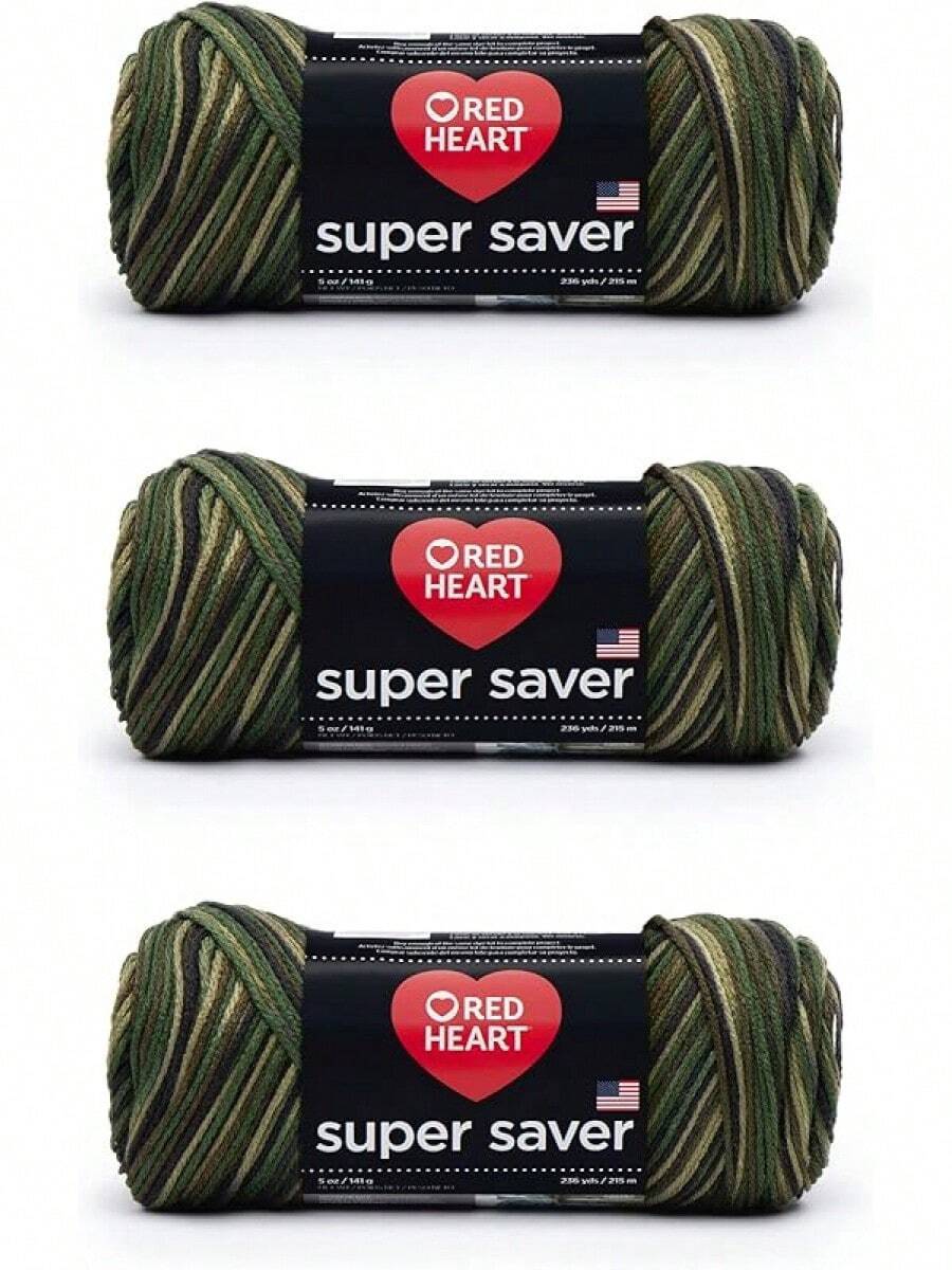 Saver Purple Tones Yarn - 3 Pack Of 141g/5oz - Acrylic - 4 Medium (Worsted) - 364 Yards - Knitting/Crochet - Camouflage - 查看 1