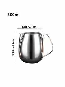 1pc New Thickened Stainless Steel Milk Frothing Pitcher, Milk Steaming Pitcher 350ml/450ml, Latte Art Pitcher, Milk Frother, Coffee Accessories, Modern Minimalist Stainless Steel Milk Frother Pitcher