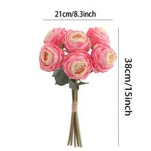 Artificial Silk Flower Realistic Faux Long Stem Daisy Flower With Leaves For Home Kitchen Party Table Vase Decor - Hot Pink - View 7