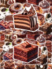 50pcs Chocolate Cartoon Graffiti Stickers For Water Bottle, Laptop, Luggage Decoration School Supplies - Multicolor - View 3