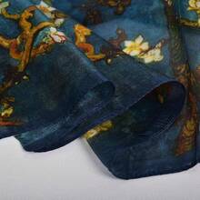 100% Mulberry Silk Scarf For Women Lightweight Long Scarves Beach Wraps Cover Up -Travel Photography Scarfhalloween - 藏蓝色 - 查看 3
