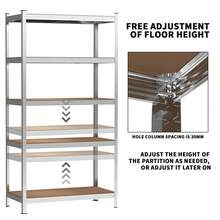 Royalswill 5-Shelf Heavy-Duty Garage Shelving, 180x90x40 Cm, 500 Kg Load Capacity, Boltless Metal Frame And 5 Mm MDF Storage Shelves - Bạc - Xem 9