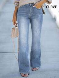 Jeans acampanados de ajuste simple y delgado talla grande