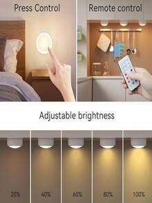 1/3/6pcs Convenient Stick On Puck Lights With Remote Control, Battery Operated LED Push Light Wireless, 12 Color RGB - For Closet, Bedroom Wall, Under Cabinet, Battery Powered Puck Lights. - Multicolor - View 5