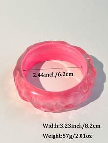 1件不对称圆形树脂手链，亮粉色不对称女士首饰，周年纪念礼物 - 彩色 - 查看 5