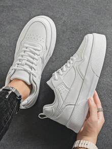 Men's Minimalist Solid Color Personalized Patchwork Casual Sports Shoes, Romantic College Style Casual Low-Top Sneakers For Outdoor Fashion Travel Hiking Couples