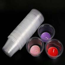 Candle Windproof Cup Romantic Wedding Outdoor Proposal Theme Party Plastic Windproof Cup Special Small Bottom Cup Plastic Disposable Tasting Cup Transparent Cup 50pcs/Set - Multicolor - View 4