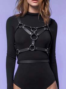 Leather Cage Bra Harness,Casual Chest Bra Harness PU Leather,Festival Club Wear,Leather Chest Harness For Women - Black - View 14