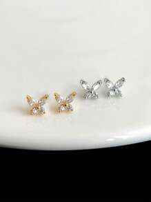 Threadless Flat Back Earring Stud Hypoallergenic Stainless Steel Push Pin Flower Cartilage Earring Helix Tragus Conch Nose Piercing Jewelry For Women - Multicolor - View 10