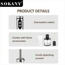 SOKANY 02011 Handheld Blender 800W High Power 4-In-1 Multi-Function 304 Stainless Steel Blade Pure Copper Motor 5+2 Speed Settings Suitable For Blending, Juicing, Meat Grinding And More - EU C Type Plug(220-240V) - View 4