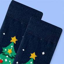 Một đôi tất cổ cao họa tiết cây thông Noel dành cho nam, tất mềm mại, thoáng khí và co giãn thoải mái cho mọi mùa - Nhiều màu - Xem 4