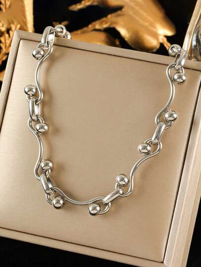 1pc Stainless Steel Stylish & Necklace Jewelry, Suitable For Daily Wear, Gift
