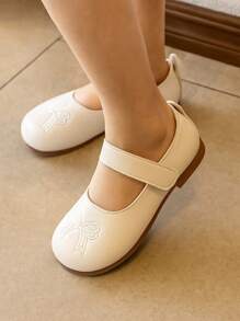 1 Pair Girls' Bow Decor Princess Shoes, Chinese Style Embroidered Children's Casual Sneakers, Suitable For Daily Wear, Parties, Festivals And Various Occasions