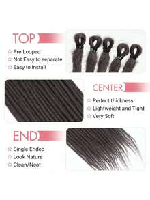 18/24 Inch 40 Strands Dreadlock Hair Extensions,Synthetic Hippie Single Ended Handmade Dreads,Thin 0.6cm Width Straight Reggae Style Dreadlocks For Woman - 咖啡棕 - 查看 3