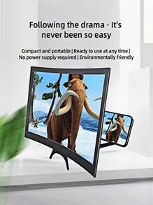 1pc 12-Inch Mobile Screen Amplifier, Providing High-Definition Amplification And Better Eye Protection! The Curved Screen Design Offers A Wide Field Of Vision, Which Is Suitable For Children To Watch As Well; It Comes With A Lazy-Person Mobile Phone Stand