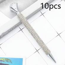 1/3/10 Stücke luxuriöse Kugelschreiber mit Strass, Metallkörper mit Schraubkappe, runde Form, mittlere Spitze, eleganter rosa Geschenkschreiber für Studenten