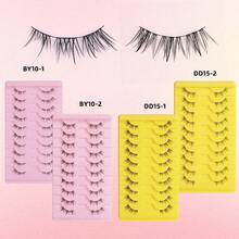 40 cái/bộ, 10 cái x 4 hộp, lông mi giả nửa mắt, hình quỷ, mắt mèo, phong cách Nhật Bản và Hàn Quốc, vẻ ngoài tự nhiên, lông mi cong, một mảnh - Vàng + Hồng (4 hộp) - Xem 4