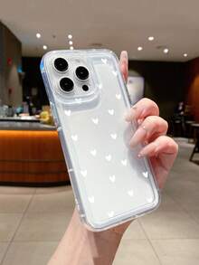 1个白色心形图案透明防震气囊手机壳，全包覆柔软TPU保护套，兼容和Galaxy手机壳 - 彩色 - 查看 3