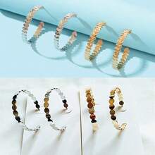 4 Pairs Gold Silver Metal Disc Heart Design Metal Circle Hoop Stud Earrings Set Party Daily Jewelry