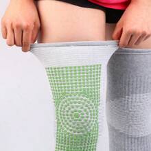 加厚加长艾草护膝关节保暖足部腿部护具针织护膝适用于瑜伽居家运动健身腿部保护(单片装)健身房配件护膝 - 黑色 - 查看 9