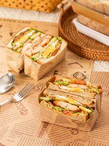 100/50pcs Sandwich Packaging Paper, Hamburger Packaging Bags, Kitchen Food Packaging Tools, Packaging Accessories, Food Packaging Containers, Lunch Box Insulation Bag Accessories, Food Basket Padding Paper, Dining Table Decoration Padding Paper, Halloween And Christmas Food Padding Paper - Multicolor - View 8
