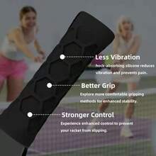 Silicone Grip Sleeve For Pickleball Racket Tennis Racket Handle, Non-Slip Reusable Silicone Sleeve, Available In Multiple Colors, Interesting Design, Comfortable Grip - Multicolor - View 3