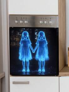 1 miếng dán trang trí nhà bếp tủ kính hình cô gái cầm tay trong đêm Halloween, miếng dán PVC, miếng dán tường hình cô gái, miếng dán tường nhà hình cô gái cầm tay trong đêm Halloween - Nhiều màu - Xem 2