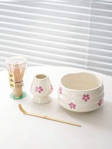 1/2/4/5件樱花抹茶碗套装，日式茶具套装包含花瓣边抹茶碗、竹制抹茶打蛋器、抹茶勺、打蛋器支架、不锈钢筛子。馈赠亲朋好友的绝佳礼物 - 彩色 - 查看 15