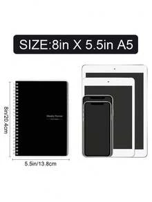 Trees Women's Weekly Planner Notebook, Undated Daily Schedule, Spiral Bound Goal Planner With Habit Tracker - Black - View 7