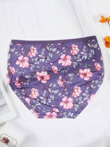 5 chiếc/gói quần lót nữ cỡ lớn họa tiết hoa sen thanh lịch và thoải mái - Nhiều màu - Xem 4