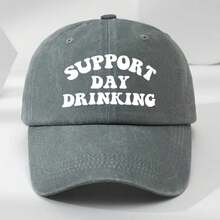 1 Piece MAKEFGE Casual Polyester Baseball Cap, Soft Non-Stretch Fabric, Letter Pattern, Hand Washable, Supports Japanese Drinking Style Washing Cap, Suitable For Outdoor Sports And Sun Protection - Gray - View 2