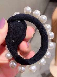 3pcs/6pcs Faux Pearl Hair Ties, High Elastic Seamless Hair Bands, Suitable For Ponytail, Bun Hairstyles, All Seasons