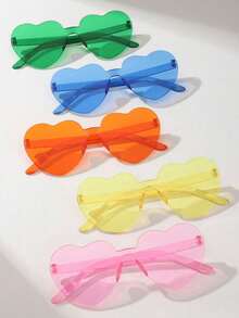 5pcs/Set Women's Heart Shaped Fashion Fashion Glasses, Casual, Elegant, Made Of PC (Polycarbonate), Suitable For Beach, Holiday And Daily Life, Multi-Color For Summer Beach Vacation,Outdoor,Travel