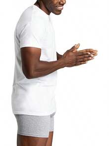 Men's Crew Tee Undershirts, Wicking,, Big & Tall Available - 白色 - 6 件裝 - 查看 3