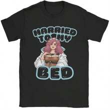 Married To My Bed Betty Date Everything TShirt Summer  Cotton Hippie Tee Shirt For Men's Short Sleeve Pattern Clothing - 黑色 - 查看 1