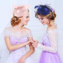 Ibeauti Fascinator Hats With Screentouch Lace Gloves Set Women Tea Party Cocktail Wedding Derby Headwear Short Gloves - 01 海軍藍手套 - 查看 5