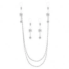 3Ppcs/Set Rhinestones Pendant Nipple Jewelry Set Non Piercing Nipple Rings Breasts Dangles For Women - Silvery - View 12