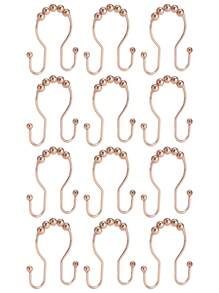 12pcs Stainless Steel Black Shower Curtain Hooks, Rust-Proof Curtain Rings, Smooth And Anti-Drop Double Curtain Rings. Electroplated To Prevent Rust And Corrosion, Suitable For Bathroom Environment. - Multicolor - View 12