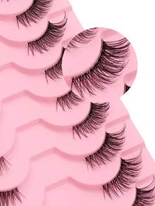 10 Pairs Separate Half-Eye False Eyelashes, 3D Faux Mink Natural & Thick Eyelashes Extending Outward, Suitable For Girls Parties And Galas - Black - View 3