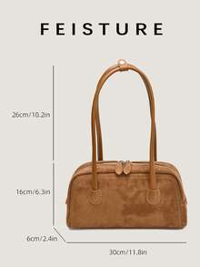 1 件复古绒面革保龄球包，拉链开合，适合日常外出、约会、通勤