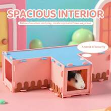 ITANDME Hamster Tunnel Spielzeug, T-förmiges Hamster Filz Versteck Haus, Ratte interaktives Versteck Verstecke & Tunnel Erkundungsspielzeug, Hamster Beschäftigungsspielzeug für Ratten Hamster Wühlmäuse Lemminge