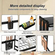 Dish Drainer, 3-Tier Stainless Steel Dish Drainer With Drip Tray, Dish Drainer With Cup Holder, Dish Dryer For Kitchen Counter - Đen-75*30*78cm - Xem 6
