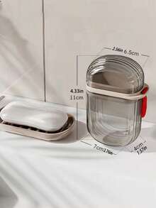 双人旅行洗漱套装，专为情侣设计。内含漱口杯、香皂盒、牙刷架和牙膏盒。可折叠设计节省空间，打开时可用作双杯，合上时可变为储物盒。防水材质防漏防潮，避免洗漱用品潮湿发霉。 - 彩色 - 查看 9