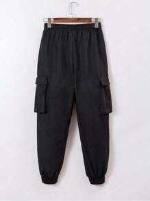 Men's Casual Letter Printed Jogger Cargo Pants, For Fall - Black - View 2